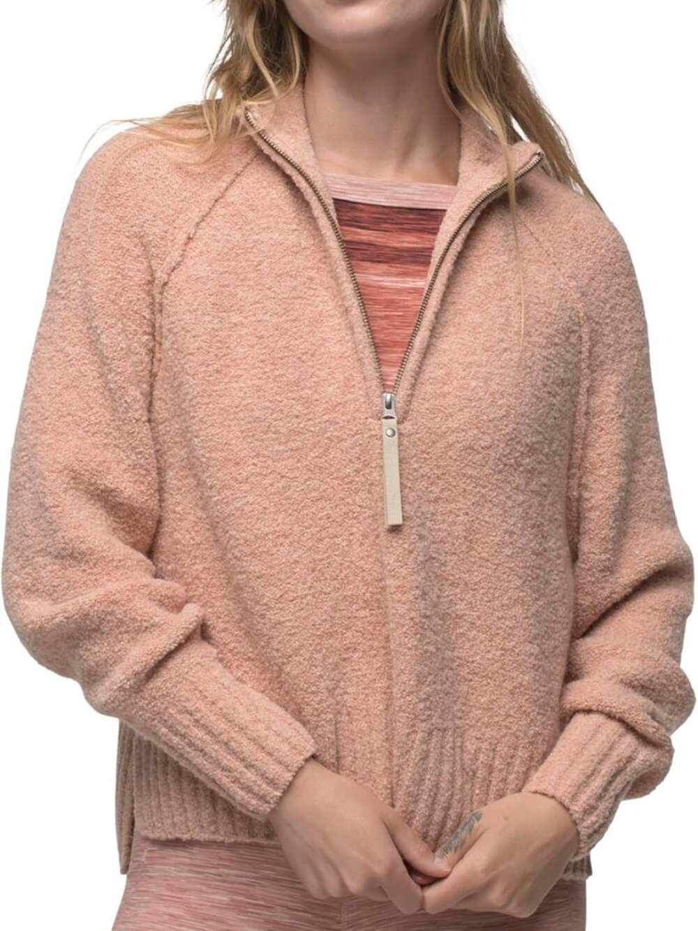 Prana Women's Pink Sand Long Sleeve Turtle Neck Blazing Star Sweater Size M